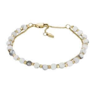 Fossil Multi Strand Beaded Chain Bracelet Gold Tone